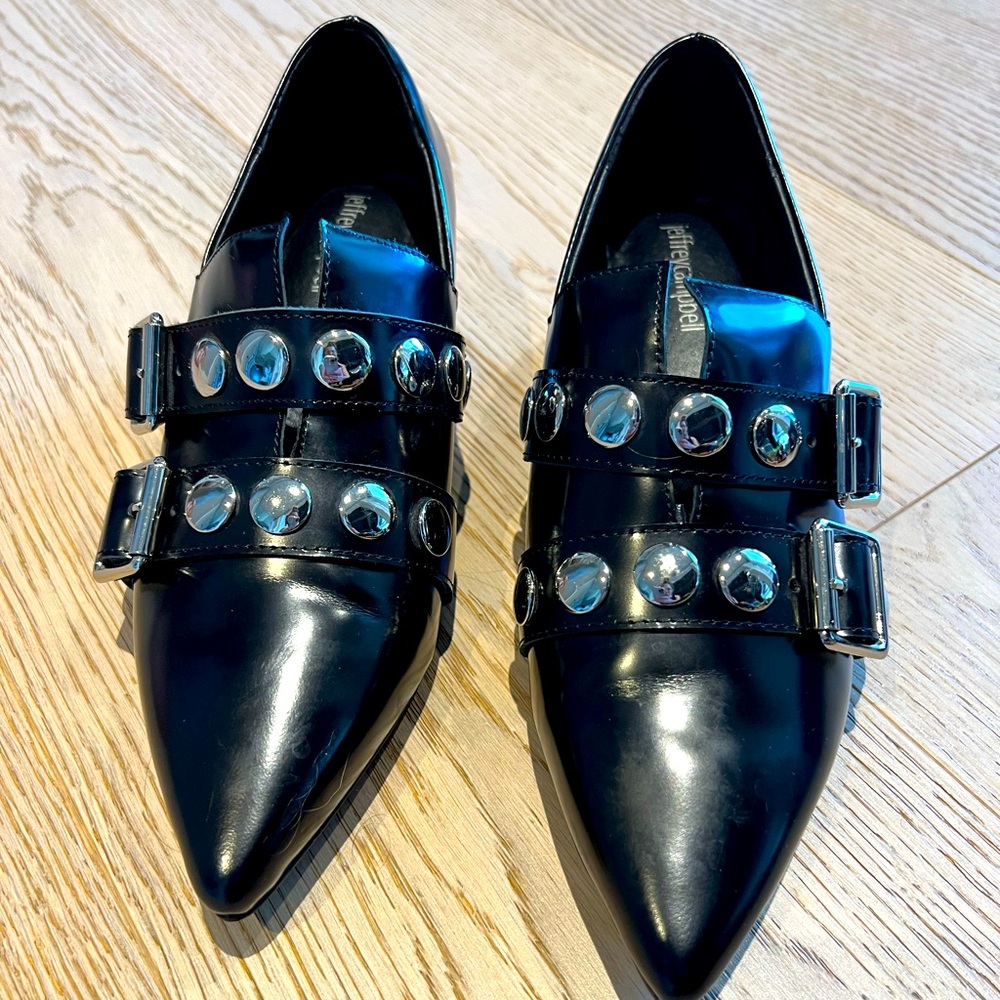BNWOT Jeffery Campbell Black Patent Embellished Shoes-showstopper